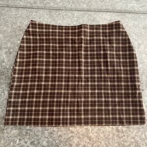 NWT Vintage Tracy Evans Plaid Schoolgirl 90s Y2K Mini Skirt 11 Large Brown Tan